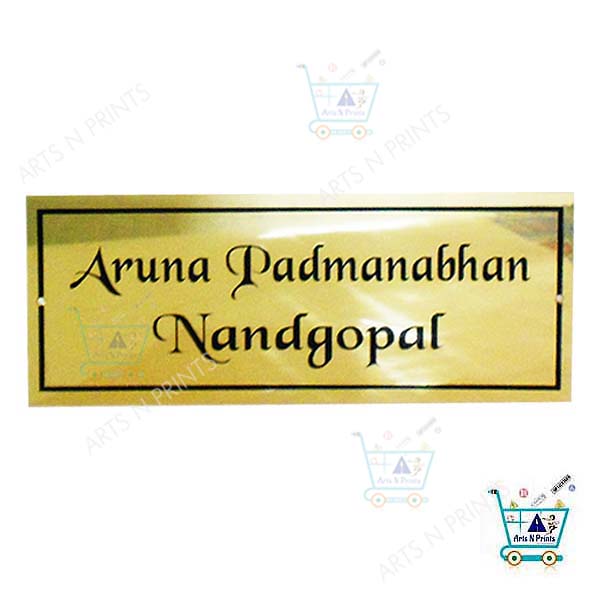 Brass Name Plate | Etched made for Apartments Flat | Door Name Plate