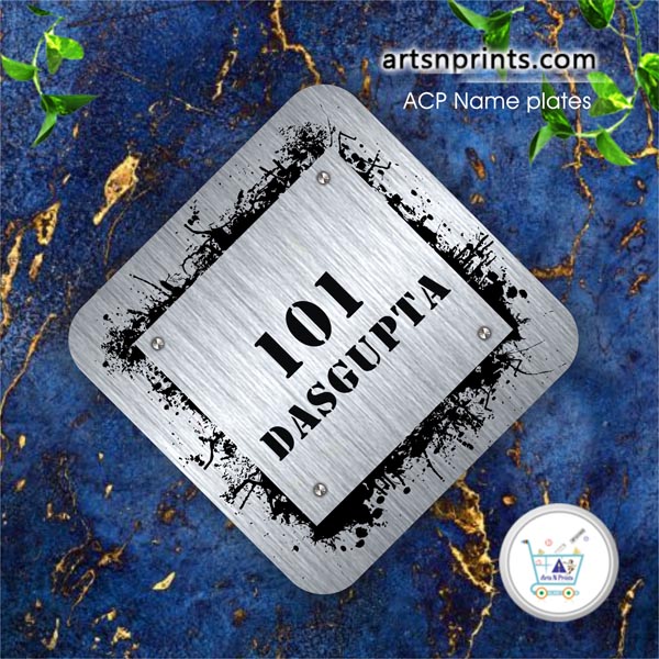 Silver Brushed ACP house name plate | Shipping near by Odisha and across India by artsNprints.com Ganjam