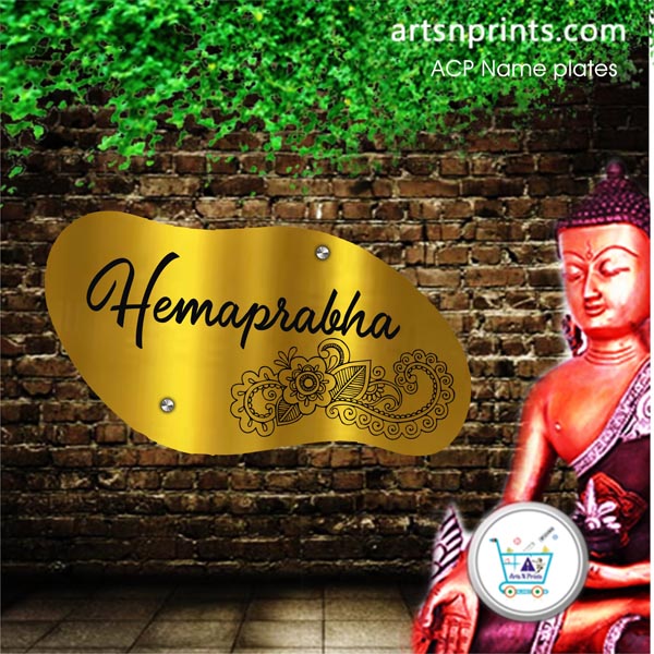 Golden Brushed ACP house name plate | Shipping near by Andhra Pradesh and across India by artsNprints.com Alluri Sitharama Raju