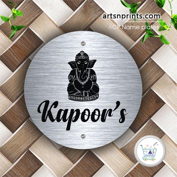 Silver Brushed ACP house name plate | Shipping near by Telangana and across India by artsNprints.com Rajanna Sircilla 
